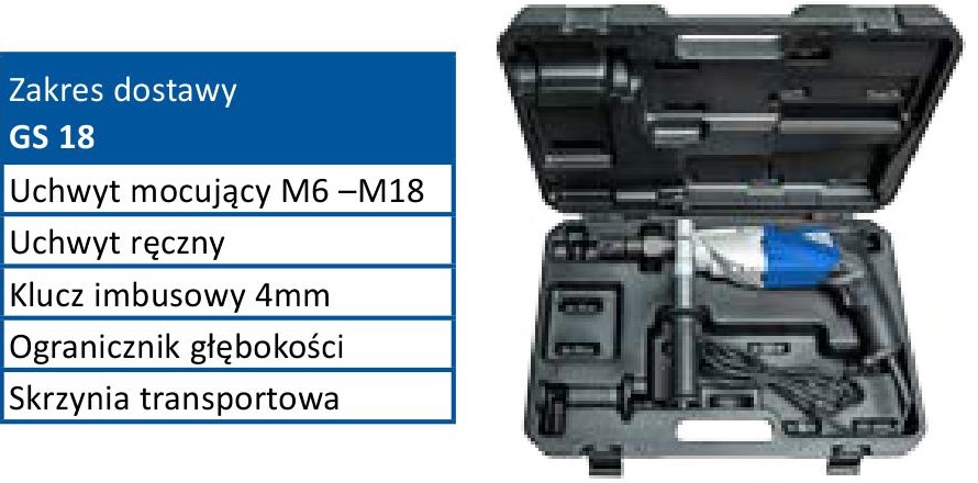 GS 18 zakres dostawy